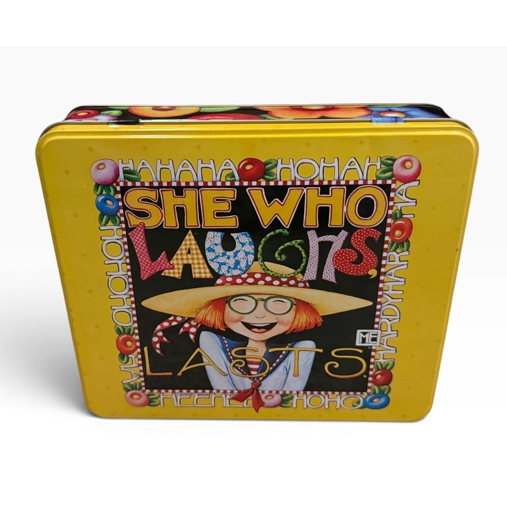 Mary Engelbreit JCPenney Colorful Collectible Tin 'She Who Laughs Last' New